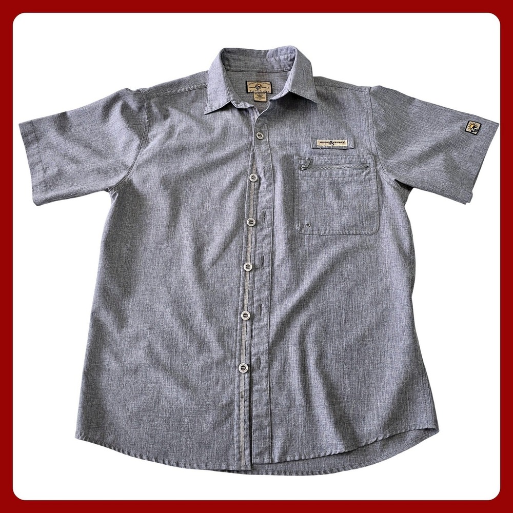 Hook & Tackle Technical Fishing‎ Shirt Grey Sz Medium Mens EUC
